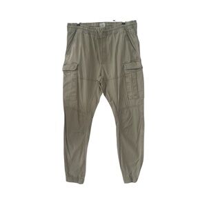 H&M Slim Fit Kakhi Cargo Pants Elastic Ankle and Waist sz L